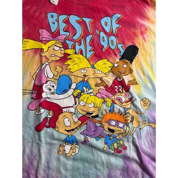 Best of the 90's Cartoon Tie Dye T-Shirt 3X NEW Nickelodeon Nick Rugrats Arnold - Picture 2 of 4